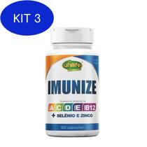 Kit 3 Imunize Vitaminas + Selênio E Zinco Unilife 60 Cáps