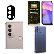 Kit 3 in 1 Moto E40 Película de Câmera + Película 3D + Capinha Silicone - Armyshield