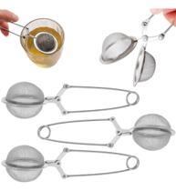 Kit 3 Infusores De Chá Inox Coador Peneira Ervas Com Cabo Kit 3 Infusores De Chá Inox Coador Peneira Ervas Com Cabo