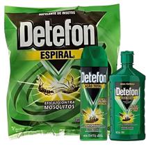 Kit 3 Inseticidas Ação Total Detefon 500ml e 300ml e Espiral