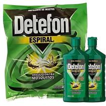 Kit 3 Inseticidas Ação Total Detefon 500ml e Espiral