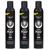 Kit 3 Instant Hair Plus Preto Maquiagem Para Disfarçar Calvície