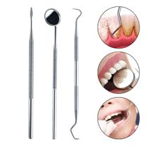 Kit 3 Instrumentos Limpeza Dental Removedor Tártaro Espelho Odontologia Odonto Higiene