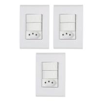 Kit 3 Int. Duplo + Tomada 10a Branco Embutir Liz Tramontina