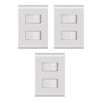 Kit 3 Interruptor Duplo 10A Branco Embutir Liz Tramontina