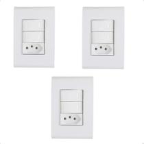Kit 3 Interruptor Duplo + Tomada 20a Embutir Liz Tramontina