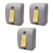 Kit 3 Interruptor Silentoque Sobrepor Simples 10a 1500 Pial Kit 3 Interruptor Silentoque Sobrepor Simples 10a 1500 Pial