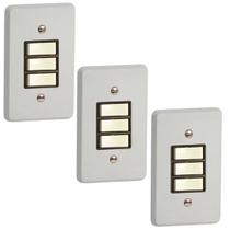 Kit 3 Interruptor Simples Horizontal 10a/250v Cinza Pial Kit 3 Interruptor Simples Horizontal 10a/250v Cinza Pial