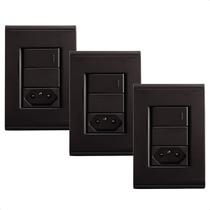 Kit 3 Interruptor Simples + Tomada 10A Grafite Liz Tramontina Kit 3 Interruptor Simples + Tomada 10A Grafite Liz Tramontina