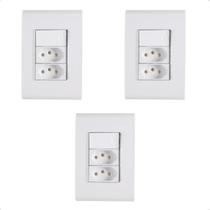 Kit 3 Interruptor Simples + Tomada Dupla 10a Liz Tramontina