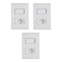 Kit 3 Interruptor + Tomada 10a Branco Embutir Liz Tramontina Kit 3 Interruptor + Tomada 10a Branco Embutir Liz Tramontina