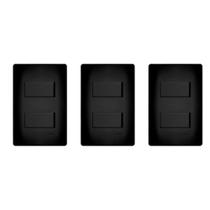 Kit 3 Interruptores Duplo Simples Preto 16A C/Placa Fame