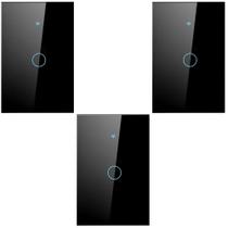 Kit 3 Interruptores Inteligentes 1 Botao Neo Wifi Alexa Google Preto Avant