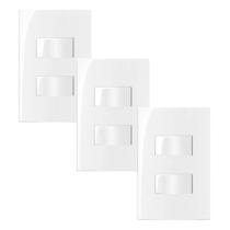 Kit 3 Interruptores Modernos Simples Duplo 4x2 10a 250v