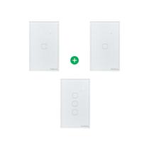 Kit 3 Interruptores Touch Inteligentes de 1 e 3 Teclas Branco