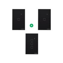 Kit 3 Interruptores Touch Inteligentes de 1 e 3 Teclas Preto Kit 3 Interruptores Touch Inteligentes de 1 e 3 Teclas Preto