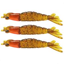 Kit 3 Iscas Camarão Artificial 9cm - Pesca Robalo Tucunaré Corvina
