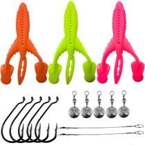 Kit 3 Iscas Craw Padlle + Anzol 4/0 + Chicote+ Down Shot 10