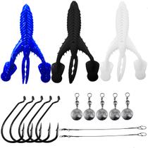 Kit 3 Iscas Craw Padlle + Anzol 4/0 + Chicote Down Shot 10g