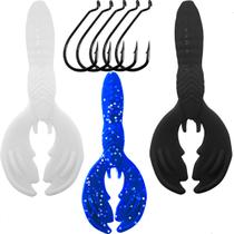 Kit 3 Iscas Mini Craw Azul Offset 2/0 - Pesca Esportiva