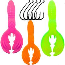 Kit 3 Iscas Mini Craw Azul Offset 2/0 - Pesca Esportiva