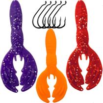 Kit 3 Iscas Mini Craw Azul Offset 2/0 - Pesca Esportiva