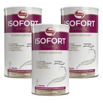 Kit 3 Isofort Beauty Vitafor Whey Protein Colágeno Verisol 450g Sabor Neutro