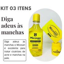 Kit 3 itens Pomada Micosan Sabonete em Barra e Sabonete Líquido Clareamento de Pele e Manchas e Espinhas