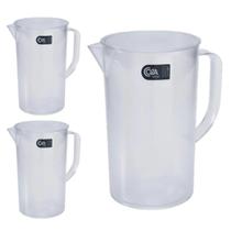 Kit 3 Jarra 2 litros Acrílico Transparente Reforçada Suco Água Refresco Minimalista Sofisticada Coza
