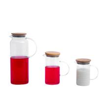 Kit 3 jarras de vidro borossilicato suco com tampa de bambu - Oikos