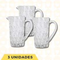 Kit 3 Jarras Vidro Grosso 1L Mesa Posta Modelo Diamante Luxo