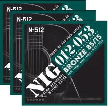 Kit 3 Jogo Cordas Violão Aço Bronze 0.12 Nig N-512 Kit 3 Jogo Cordas Violão Aço Bronze 0.12 Nig N-512