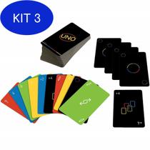 Kit 3 Jogo De Cartas Uno Minimalista Mattel 112 Cartas 7A+