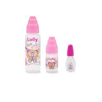 Kit 3 Jogo De Mamadeiras Menina 240Ml 80Ml 50Ml Rosa - Lolly