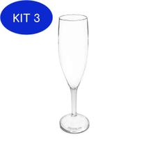 Kit 3 Jogo De Taças Krystalon Champagne Transparente