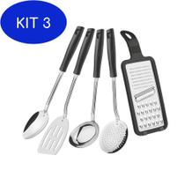 Kit 3 Jogo De Utensílios Tramontina Easy Em Aço Inox 5 Peças