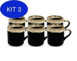 Kit 3 Jogo De Xicara Para Cafe Canequinha Porcelana 6 Pecas 50ml