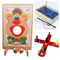 Kit 3 Jogo Festa Junina Boca do palhaço Argola Cruz Pescaria