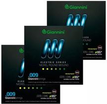 Kit 3 Jogos Cordas Guitarra Giannini Electric .009