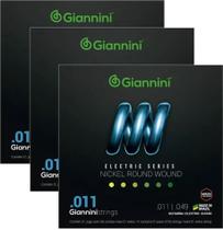 Kit 3 Jogos Cordas Guitarra Giannini Electric .011