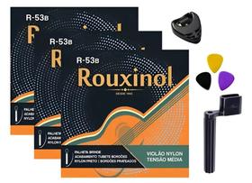 Kit 3 Jogos Cordas Nylon Violão Rouxinol R53B + Acessórios Kit 3 Jogos Cordas Nylon Violão Rouxinol R53B + Acessórios