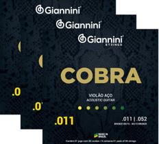 Kit 3 Jogos Cordas Violão Aço Cobra Bronze 011 GEEFLK