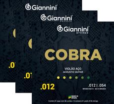 Kit 3 Jogos Cordas Violão Aço Cobra Bronze 012 GEEFLKS