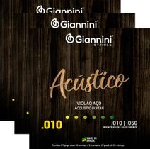 Kit 3 Jogos Cordas Violão Acústico 010 Bronze Geswam Kit 3 Jogos Cordas Violão Acústico 010 Bronze Geswam