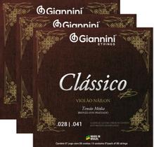 Kit 3 Jogos Cordas Violão Ny Clássico Bronze Média GENWPM