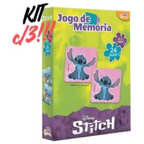 Kit 3 Jogos da Memória Stitch Educativo c/ 24 Pares Toyster