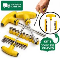 Kit 3 Jogos De Chaves Catraca Boca T 63 Peças Atacado Profissional Bits Soquetes Fenda Philips Torx.