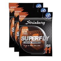 Kit 3 Jogos de Cordas Encordoamento Strinberg GS11 Guitarra 11 GS-11