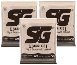 Kit 3 Jogos de Cordas Violão Nylon, Tensão Média Bolinha -SG