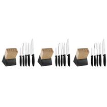 Kit - 3 Jogos de Facas Plenus Lâminas Aço Inox e Suporte de Madeira 6 Peças - Tramontina Kit - 3 Jogos de Facas Plenus Lâminas Aço Inox e Suporte de Madeira 6 Peças - Tramontina